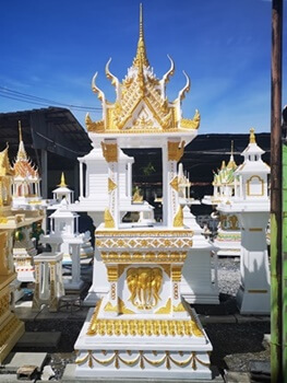 ศาลพระพรหม 14 นิ้ว แบบช่อฟ้า 2 ชั้น เสาช้างเอราวัณ 
